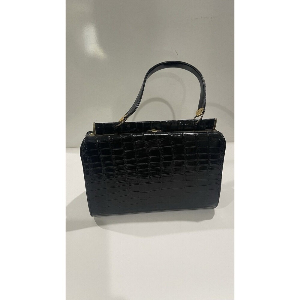 Mar-Shel Vintage 60's  Print Handbag Crocodile Leather With Gold Trim